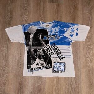 Vintage 90’s Shaquille O’Neal Rookie of the Year Magic Johnson T’s AOP T-Shirt